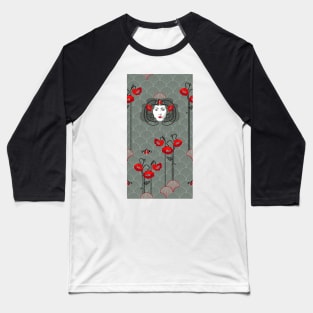 Art Nouveau - red/gray lady Baseball T-Shirt